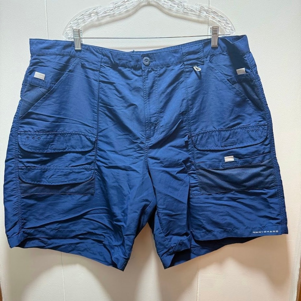 Columbia PFG Blood and Guts Fishing Shorts Mens Size 44 Blue Omni-Shade